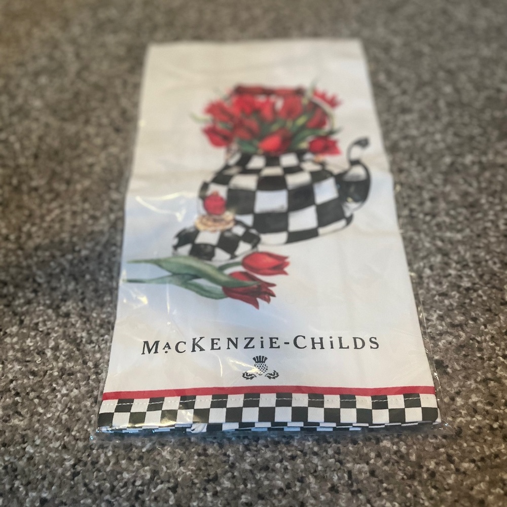 Mackenzie Childs Tulip Tea Kettle towel, new in package
